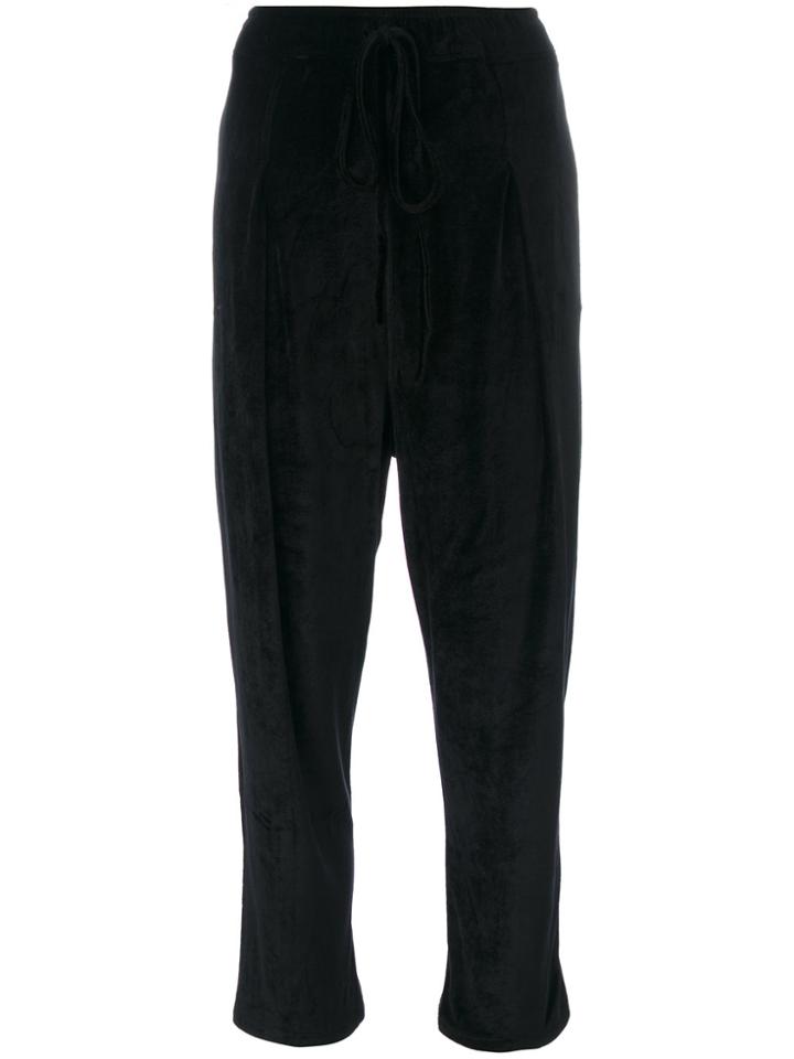 Andrea Ya'aqov Cropped Velvet Trousers - Black