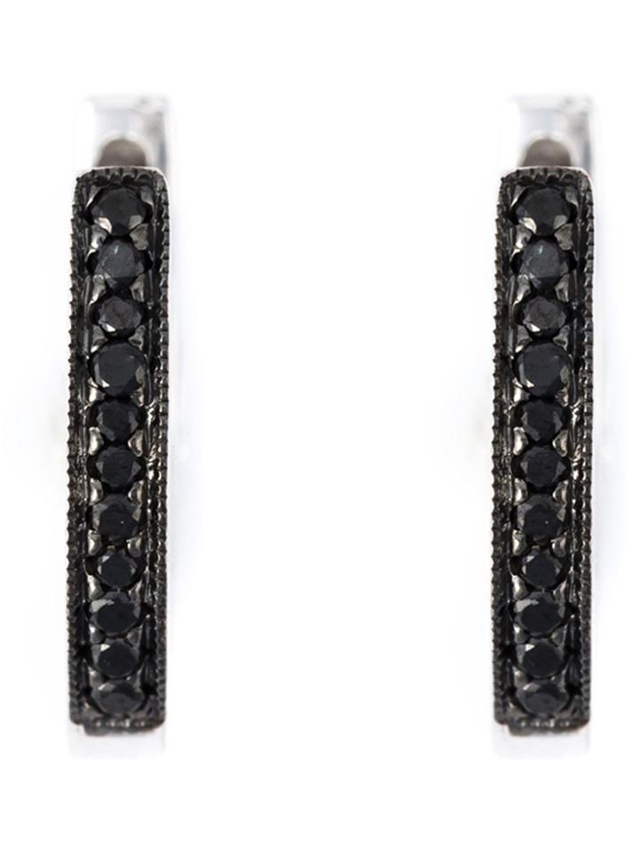 Wouters & Hendrix Gold Black Diamond Hoop Earrings - Metallic