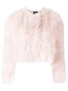 Alexander Mcqueen Collarless Textured Jacket, Women's, Size: 40, Pink/purple, Silk/turkey Feather