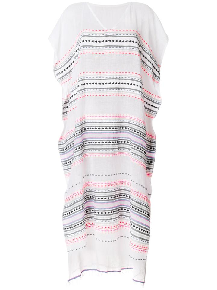 Lemlem Striped V-neck Dress - White