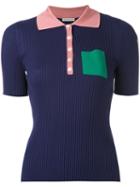 Moncler - Colour Block Polo Shirt - Women - Silk - L, Pink/purple, Silk