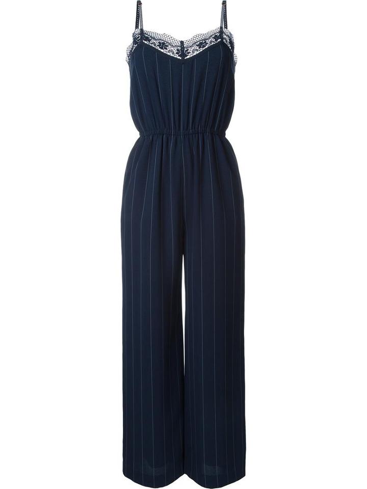 Goen.j Crochet Trim Jumpsuit, Women's, Size: Small, Blue, Cotton/polyester/bemberg