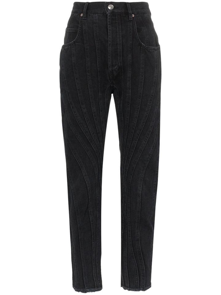 Mugler Seam Detail High Waist Jeans - Black