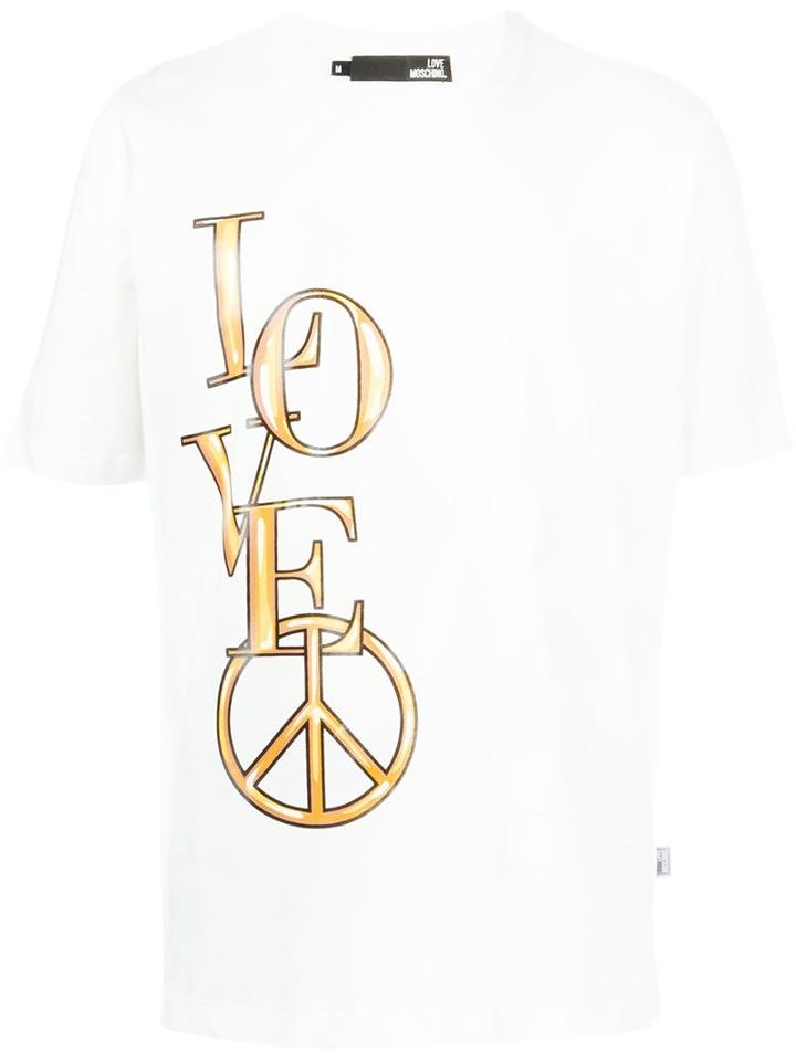 Love Moschino Love Print T-shirt, Men's, Size: Large, White, Cotton
