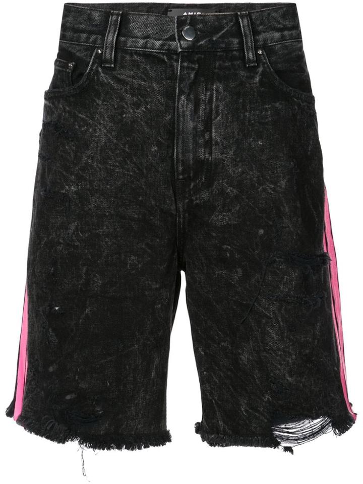 Amiri Acid-wash Denim Shorts - Black