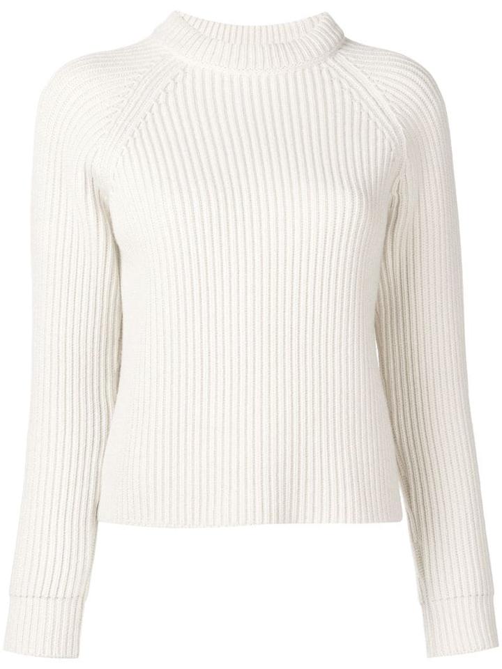 Saint Laurent Raglan Sleeve Ribbed Jumper - Neutrals