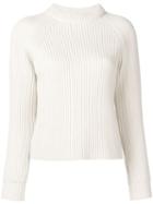 Saint Laurent Raglan Sleeve Ribbed Jumper - Neutrals