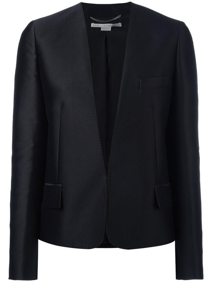 Stella Mccartney - Embroidered Bird Collarless Blazer - Women - Silk/cotton/polyester/viscose - 42, Black, Silk/cotton/polyester/viscose
