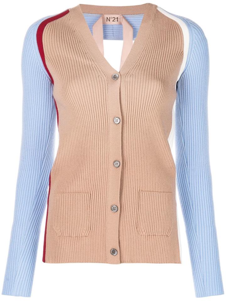 No21 Ribbed Knit Cardigan - Brown