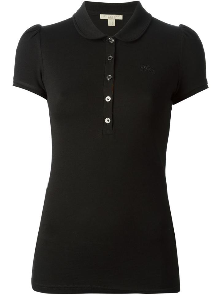 Burberry Brit Classic Polo Shirt, Women's, Size: L, Black, Cotton/spandex/elastane