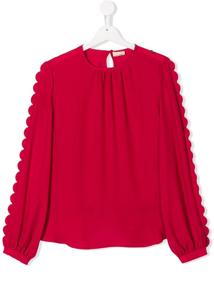 Elisabetta Franchi Kids Wave Detail Blouse - Pink & Purple