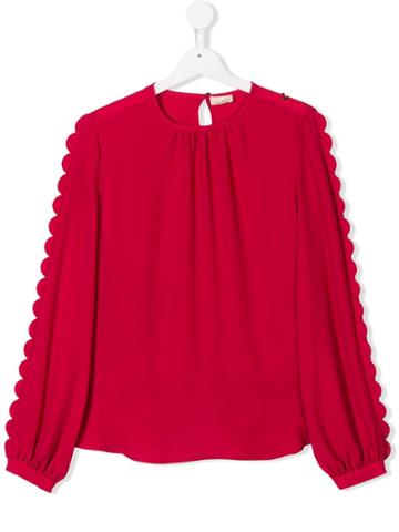 Elisabetta Franchi Kids Wave Detail Blouse - Pink & Purple
