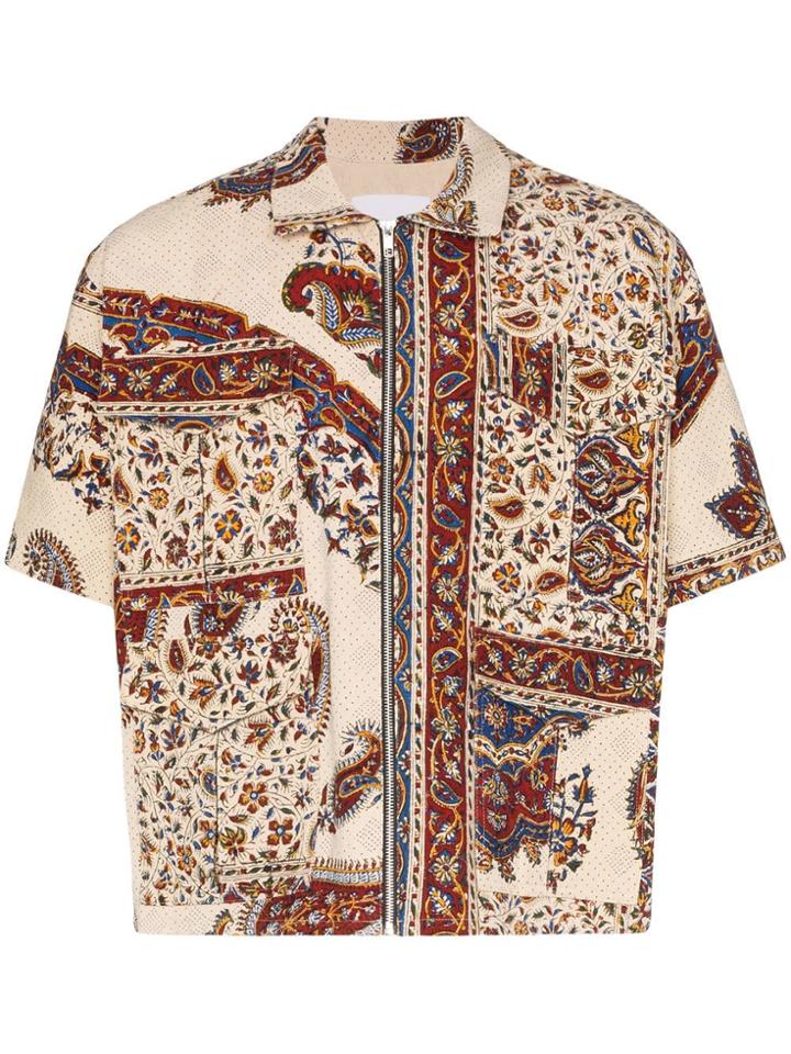 Paria Farzaneh Iranian Print Zip-up Short-sleeved Cotton Shirt - 108 -