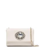 Jimmy Choo Thea Crystal Buckle Clutch - White