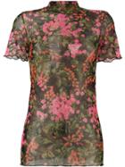 Ssheena Floral Print Sheer T-shirt, Women's, Size: Medium, Pink/purple, Polyester/spandex/elastane