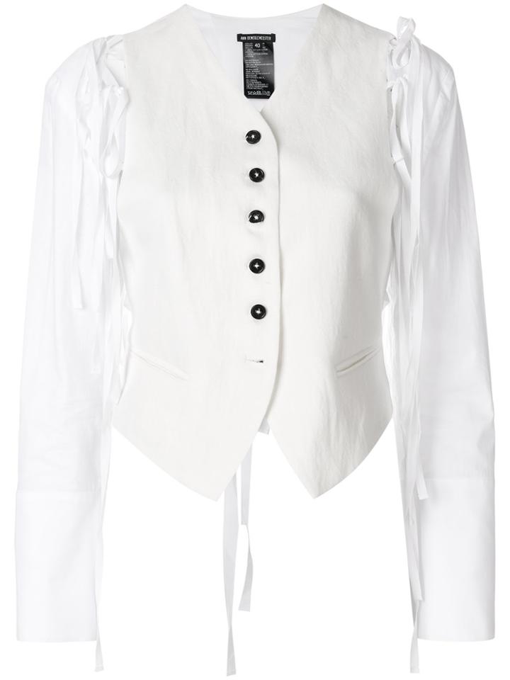 Ann Demeulemeester Strap Detail Cropped Jacket - White