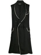 Ann Demeulemeester Contrast Sleeveless Coat - Black