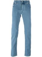 Jacob Cohen Straight Leg Trousers, Men's, Size: 40, Blue, Cotton/modal/spandex/elastane