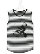 John Richmond Junior Striped Bird Print Tank Top - Black