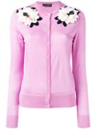 Dolce & Gabbana Flower Applique Cardigan, Women's, Size: 38, Pink/purple, Cashmere/silk