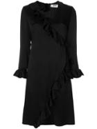 Msgm - Frill-trim Dress - Women - Polyester/acetate/viscose - 42, Black, Polyester/acetate/viscose