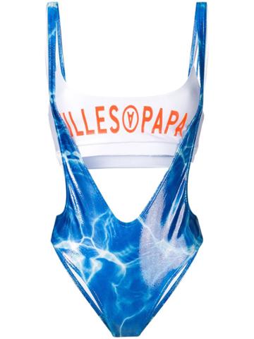 Filles A Papa Pool Water Print Swimsuit - Blue
