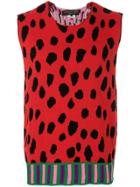 Comme Des Garçons Homme Plus Leopard Print Sweater Vest - Red