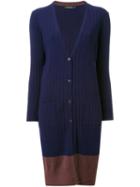 Loveless Long Ribbed Cardigan, Women's, Size: 36, Blue, Rayon/polyester/nylon