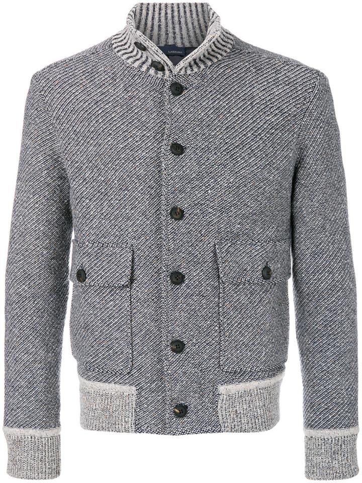 Lardini Patch Pocket Bomber Cardigan - Blue