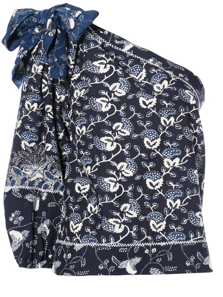 Ulla Johnson Floral Print One Shoulder Blouse - Blue