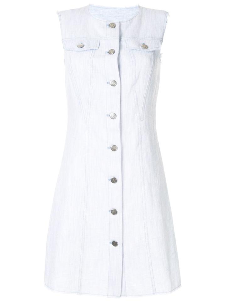 Portspure Buttoned Mini Dress - Blue