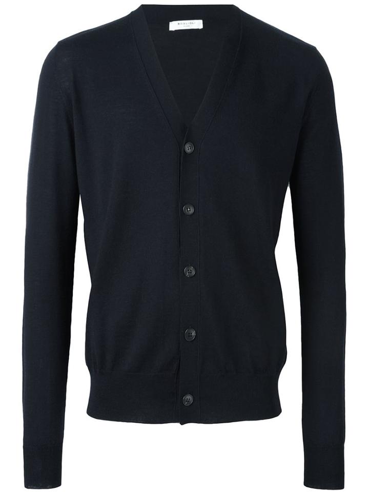 Boglioli V-neck Cardigan, Men's, Size: 50, Blue, Virgin Wool