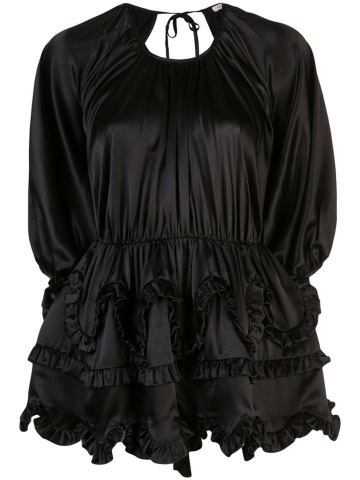 Cecilie Bahnsen Ruffled Piper Blouse - Black