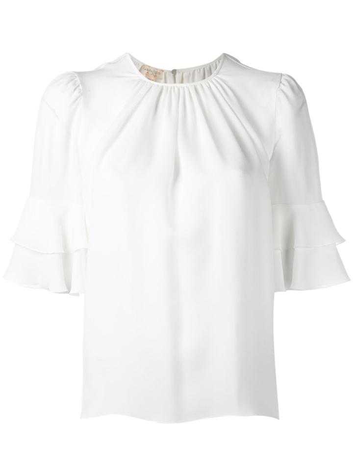 Giambattista Valli Pleated Blouse, Women's, Size: 48, White, Silk