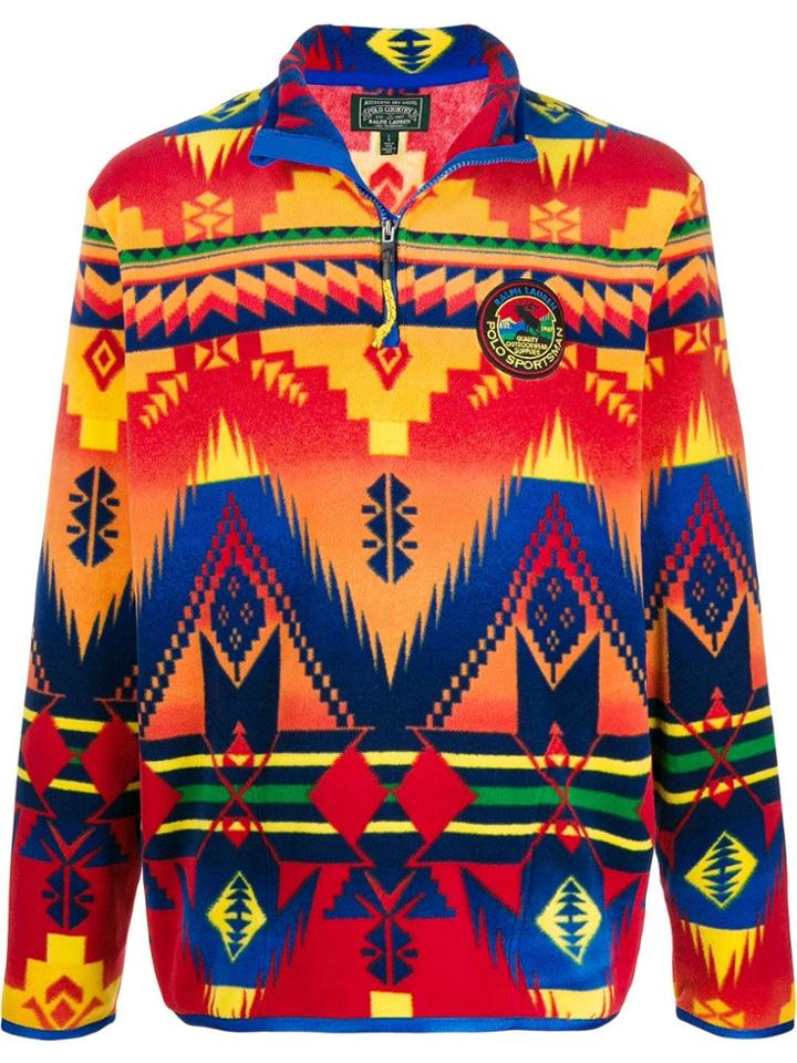 Polo Ralph Lauren Zipped Aztec Pattern Jumper - Orange