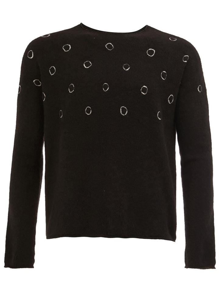 Suzusan Circles Pattern Pullover, Men's, Size: Large, Black, Cashmere