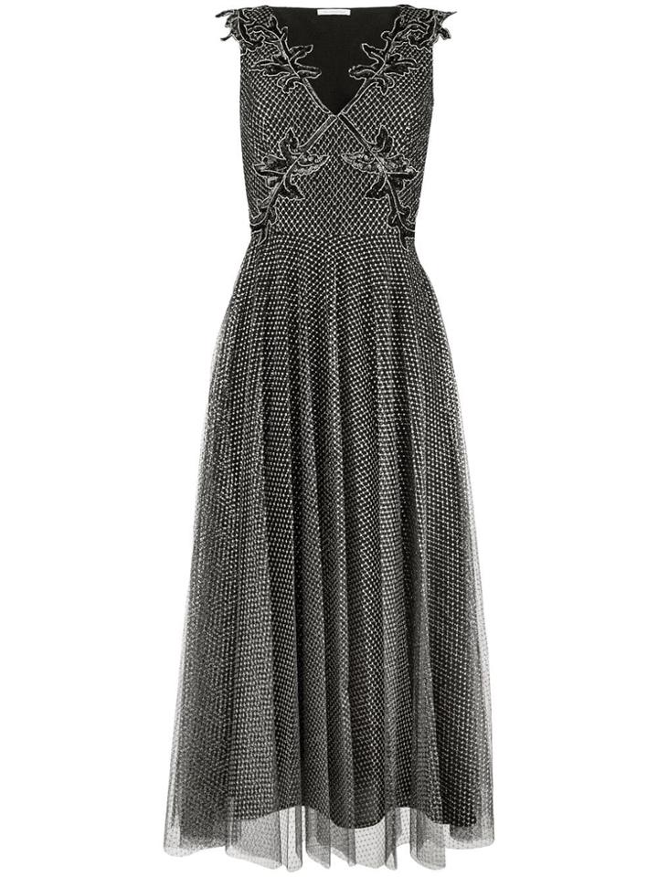 Christopher Kane Metallic Tulle Pleated Dress - Black