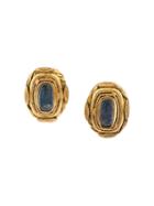 Chanel Vintage Embellished Baroque Clip-on Earrings, Women's, Blue