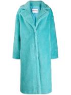 Stand Oversized Faux Fur Coat - Blue