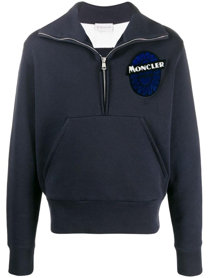 Moncler Logo-embroidered Zip-up Sweatshirt - Blue