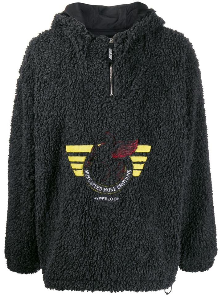 Msgm Shearling Hooded Fleece - Grey