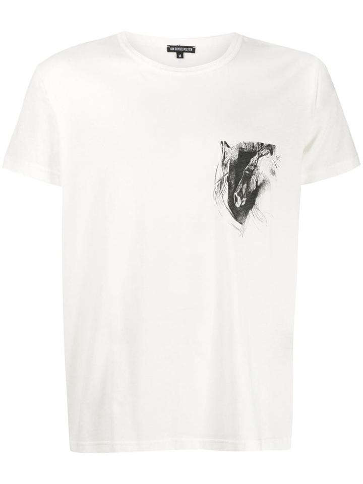 Ann Demeulemeester Horse Print T-shirt - White