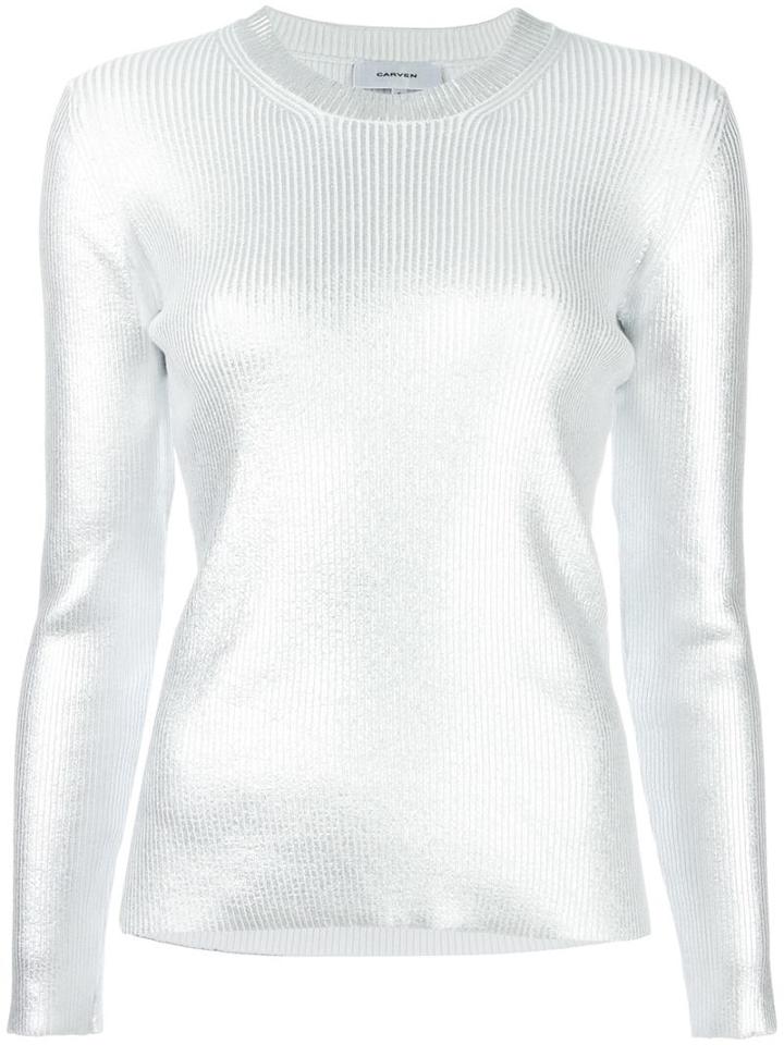 Carven Metallic (grey) Sweatshirt, Women's, Size: Large, Cotton/polyamide/spandex/elastane