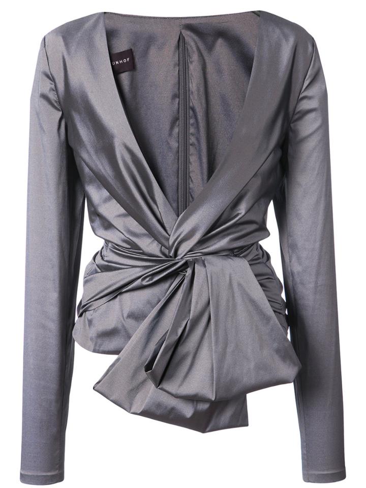 Talbot Runhof Gathered Top - Grey