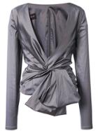 Talbot Runhof Gathered Top - Grey