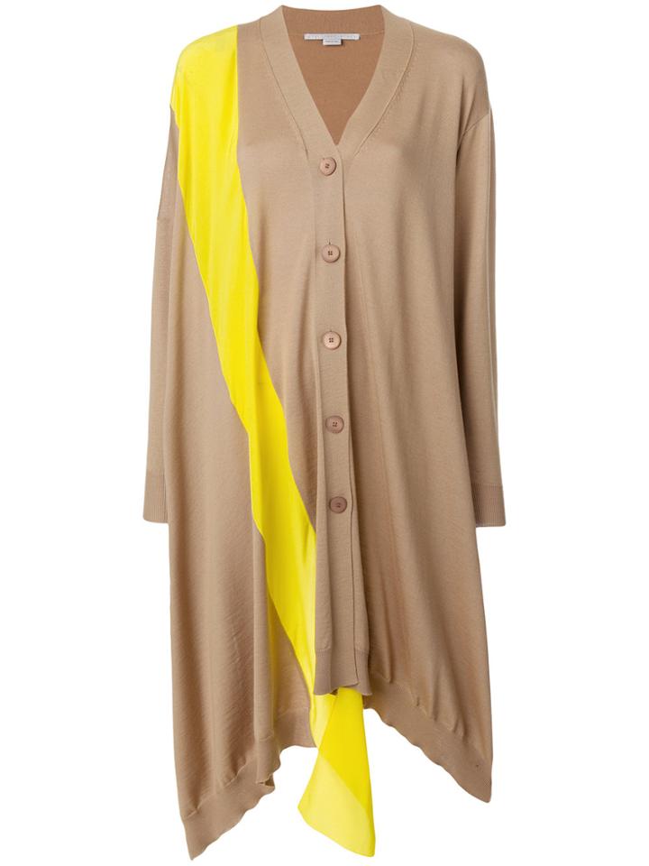 Stella Mccartney Asymmetric Stripe Soft-knit Cardigan - Nude &