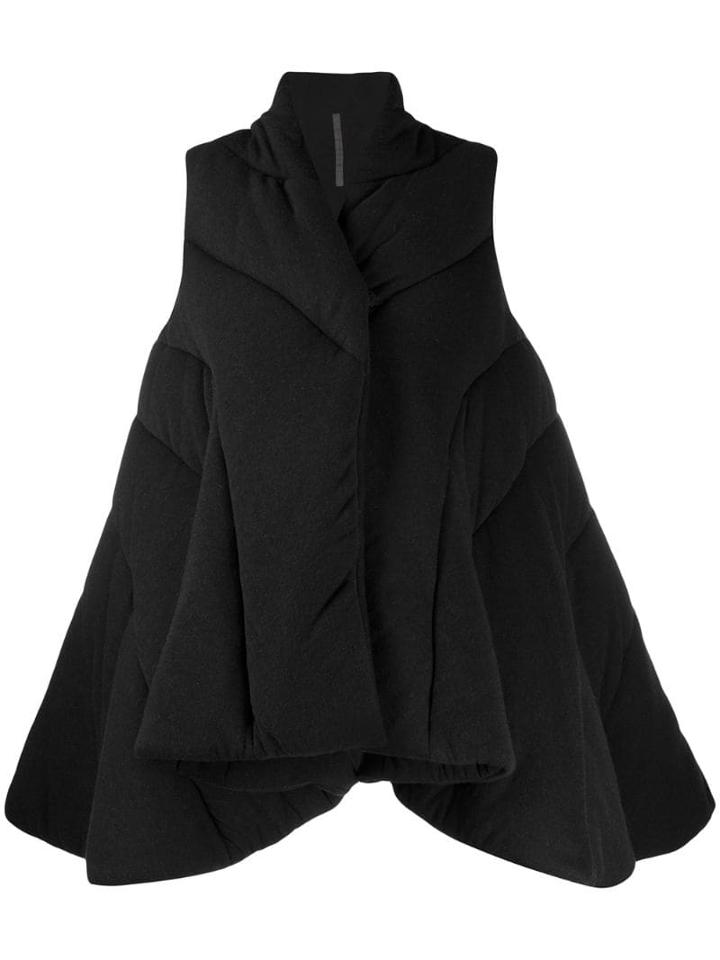 Rick Owens Lilies Padded Draped Style Coat - Black