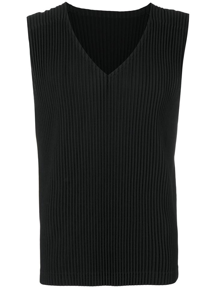 Homme Plissé Issey Miyake - Pleated Tank Top - Men - Polyester - 3, Black, Polyester