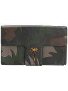 Tomas Maier Camo Palm T-flap Clutch - Black