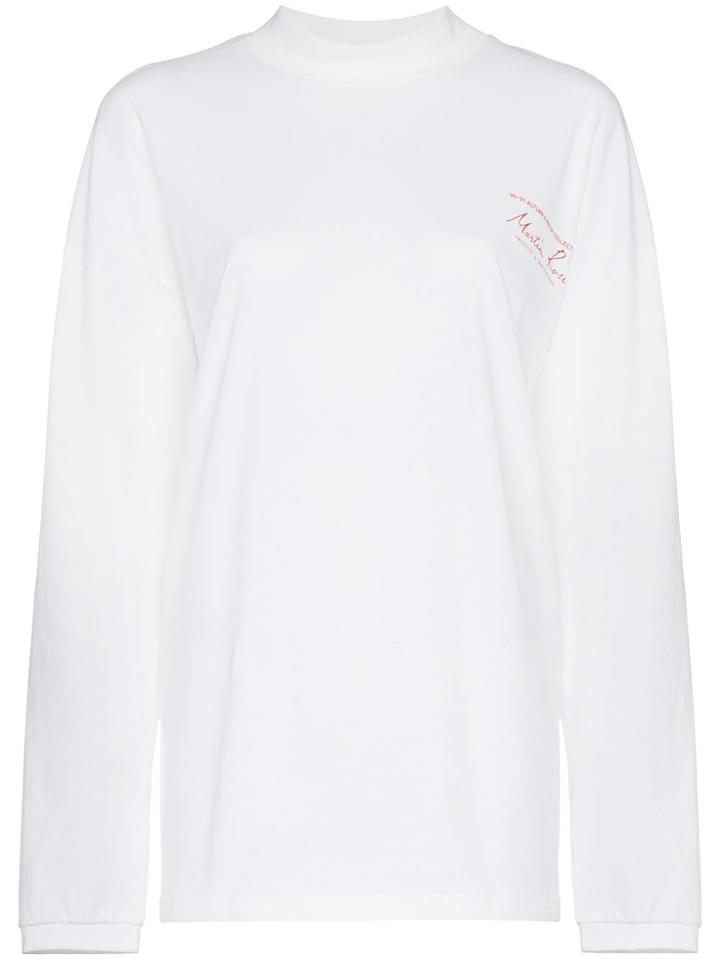 Martine Rose Oversized Logo Print Long Sleeved T-shirt - White
